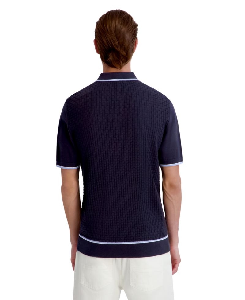 Men's Basket Weave Short-Sleeve Polo Shirt