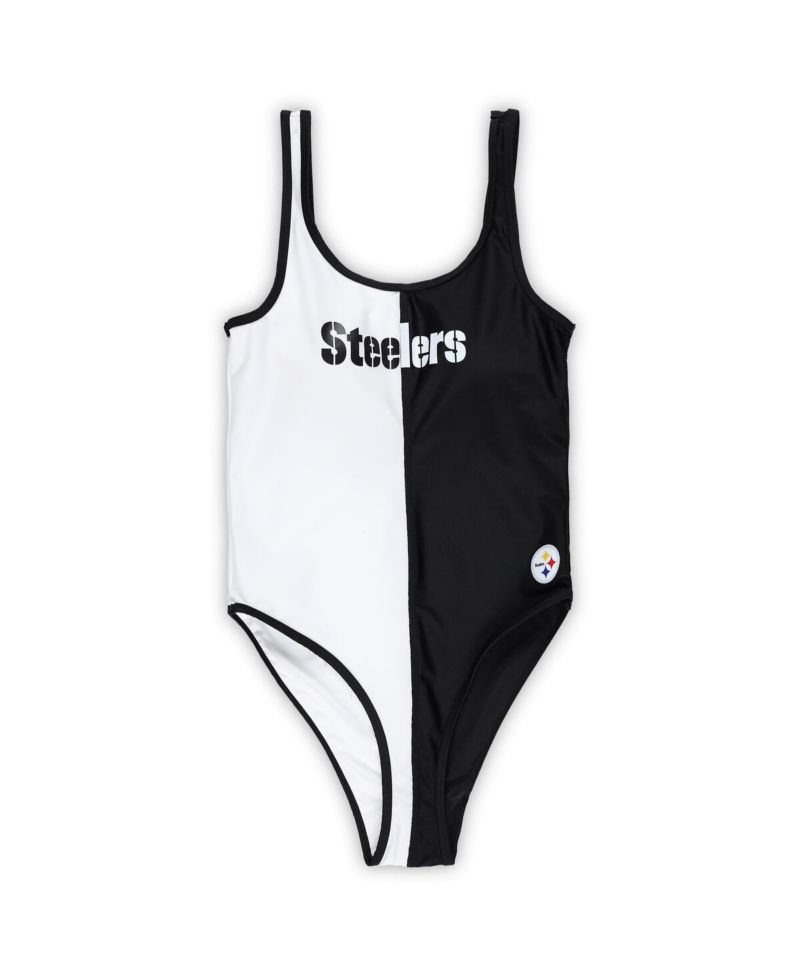 Women's Black, White Pittsburgh Steelers Last Stand One-Piece Swimsuit