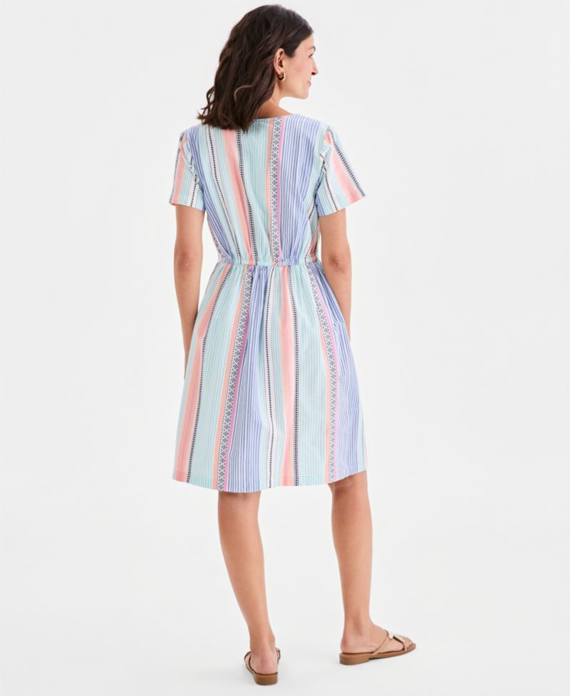 Women's Printed Cotton V-Neck Dress