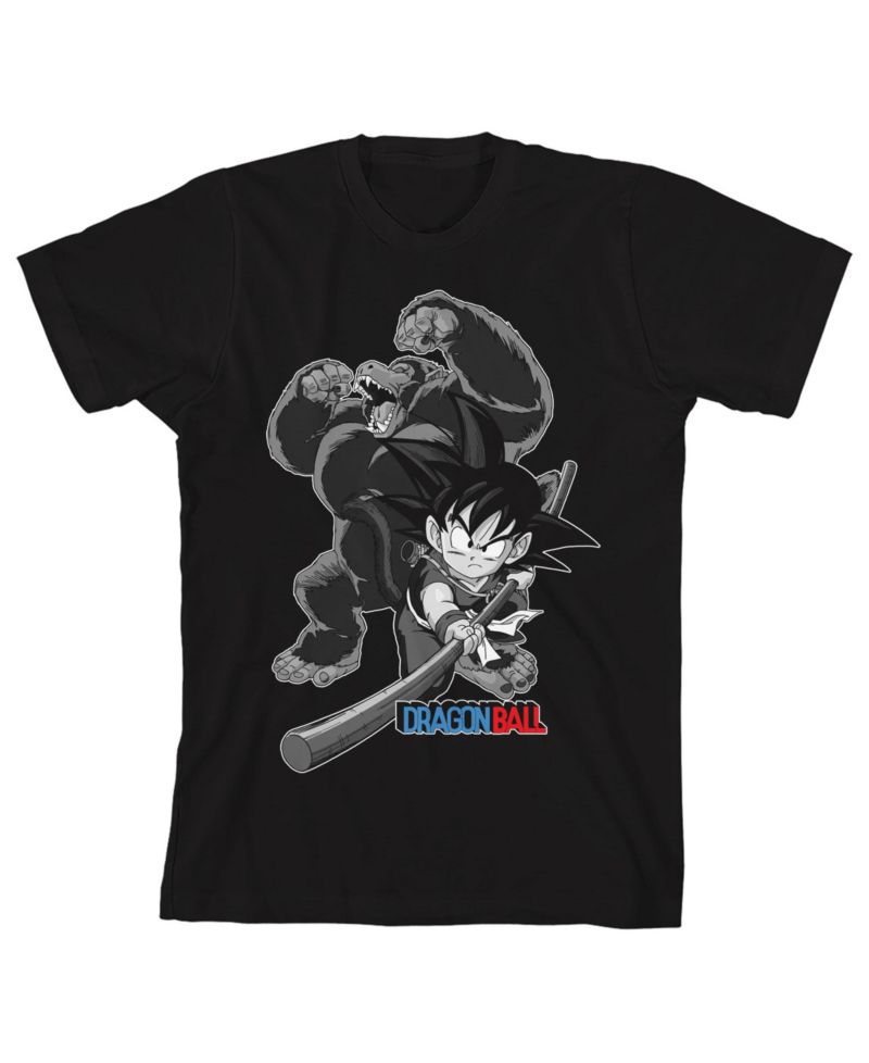 Dragon Ball Goku Giant Ape Transformation Crew Neck Short Sleeve Boy's Black T-shirt-XS