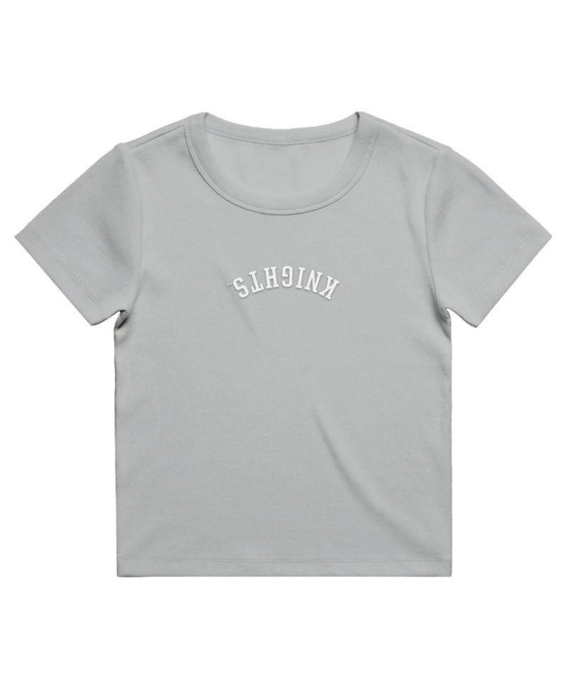 Women's Gray UCF Knights Upside Down Embroidery Ribbed Cropped T-Shirt