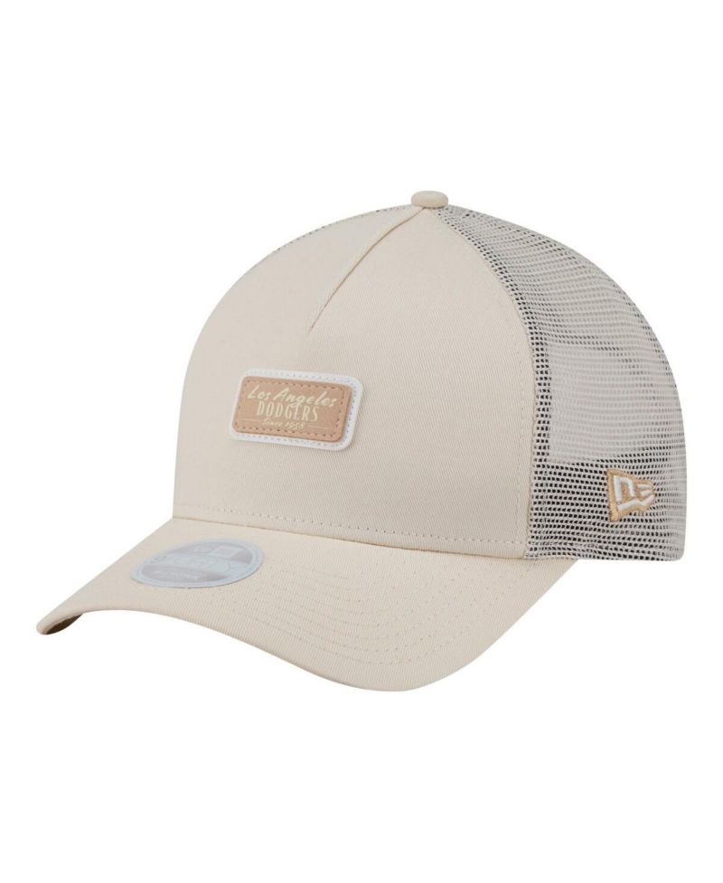 Women's Light Beige Los Angeles Dodgers Tonal Patch 9FORTY M-Crown A-Frame Trucker Adjustable Hat