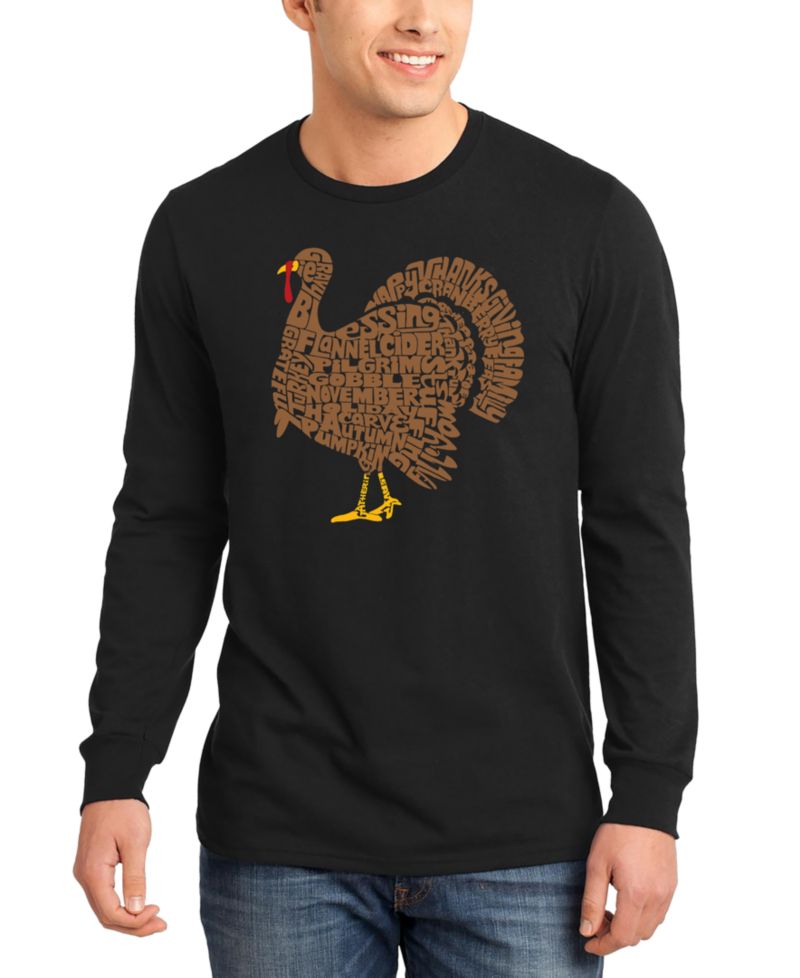 Men's Thanksgiving Turkey Word Art Long-Sleeve T-Shirt