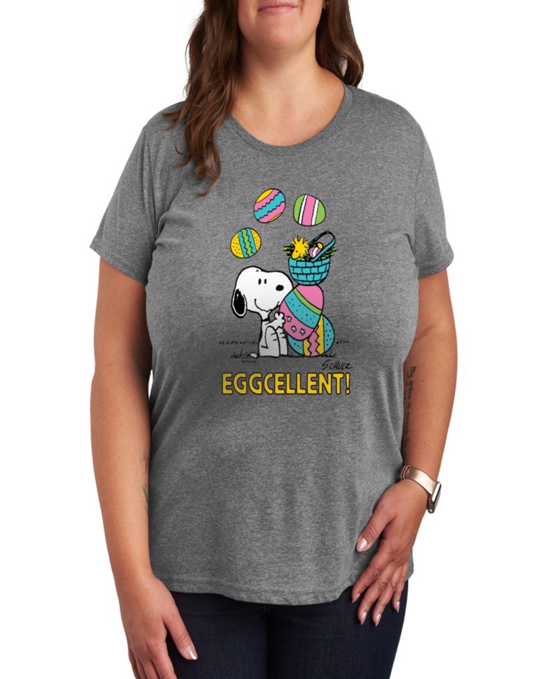 Plus Size Peanuts Easter Eggcellent Graphic Crew Neck T-Shirt