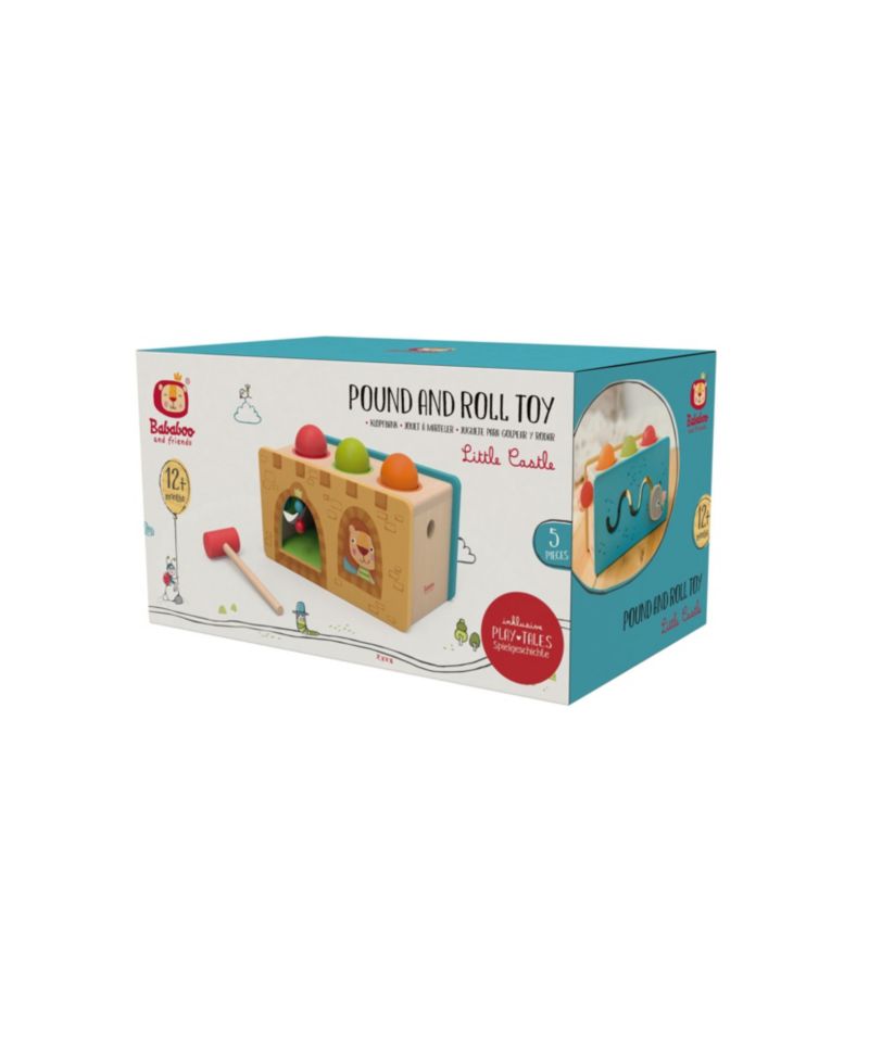 Little Castle Pound and Roll Montessori-Inspired Wooden Toy, 5-Piece Set