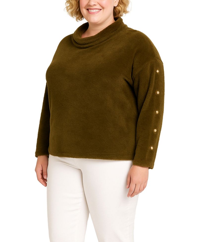 Plus Size Cozy Rib Cowl Neck Top