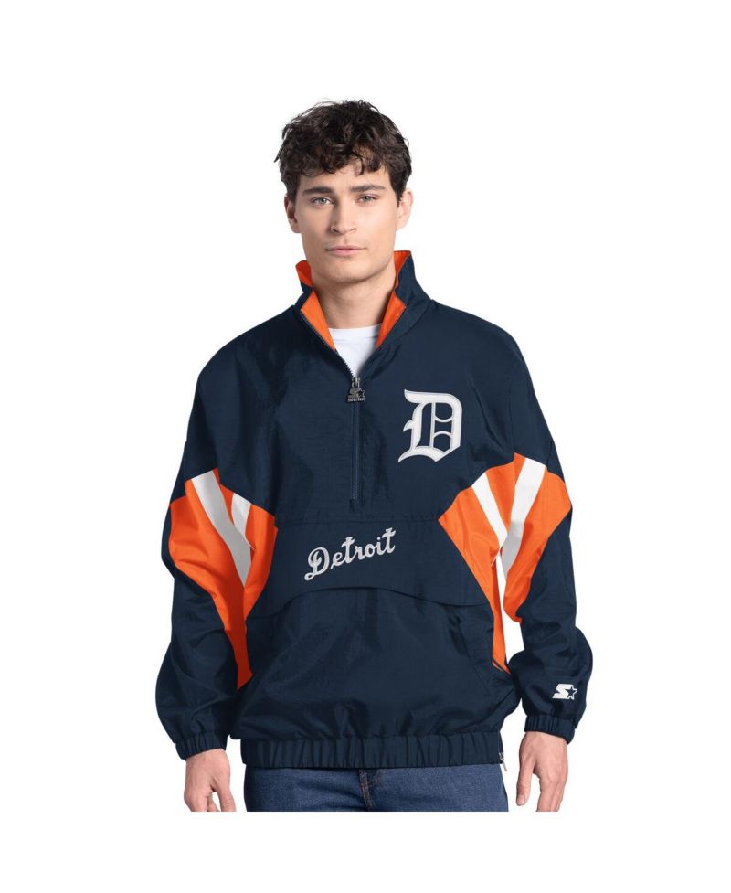 Men's Navy Detroit Tigers Cooperstown Chief Half-Zip Pullover Sweatshirt