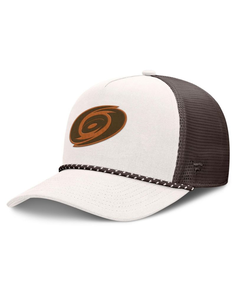 Men's Cream/Brown Carolina Hurricanes Level Up Bronco Rope A-Frame Trucker Adjustable Hat