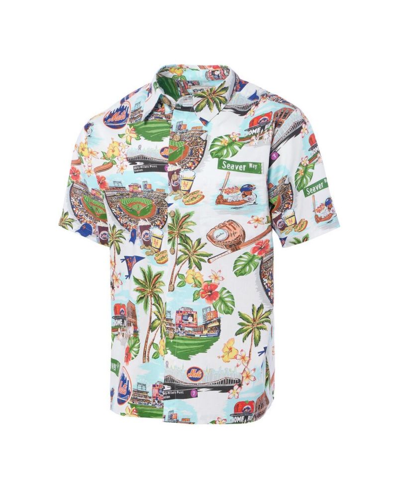 Men's White New York Mets Scenic Tri-Blend Button-Down Shirt