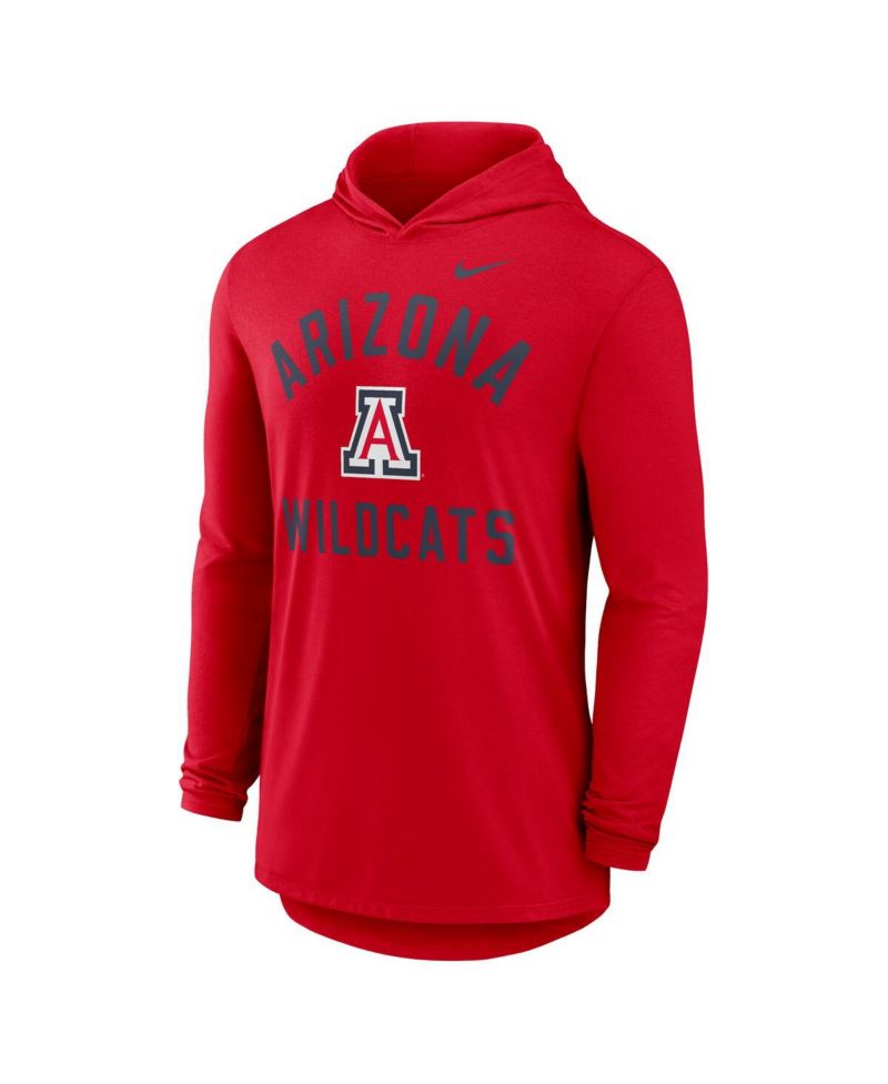 Men's Red Arizona Wildcats Classic Arch Tri-Blend Long Sleeve Hoodie T-Shirt