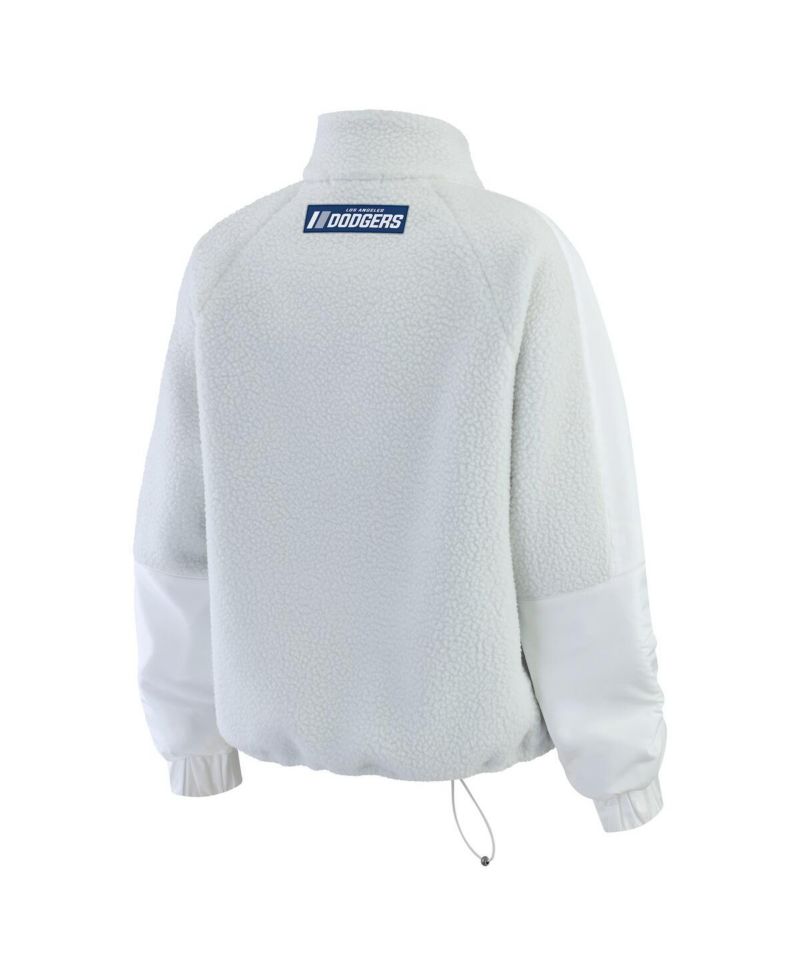 Women's Gray Los Angeles Dodgers Polar Fleece Quarter-Zip Jacket