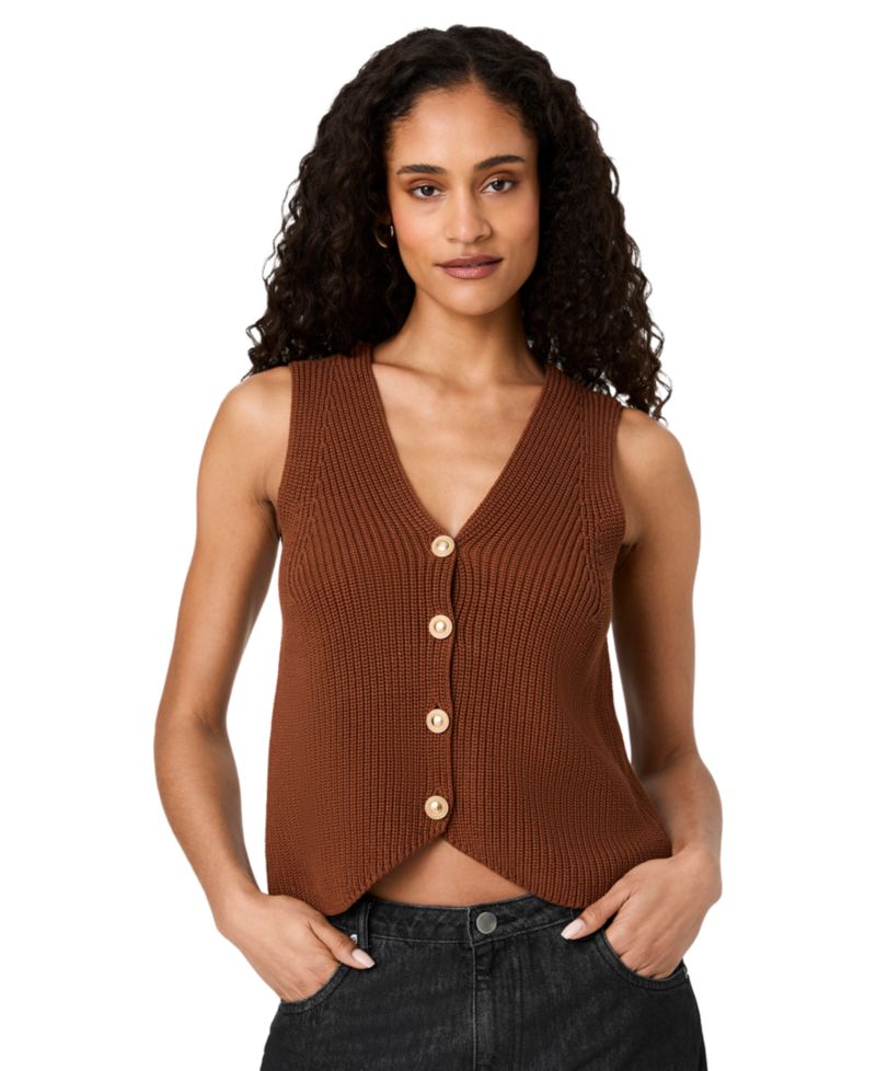 Women's Mozart V-Neck Sleeveless Rib Knit Vest