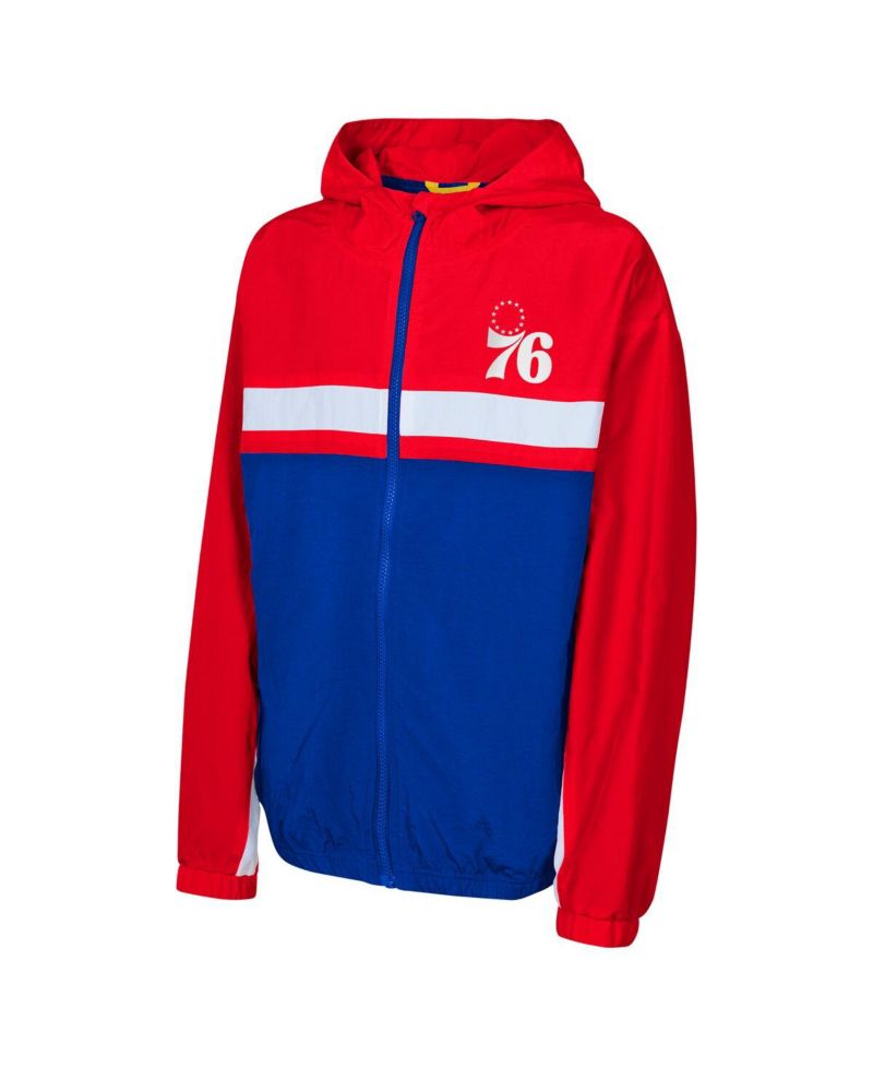 Big Boys and Girls Red Philadelphia 76ers Headliner Windbreaker Full-Zip Hoodie Jacket