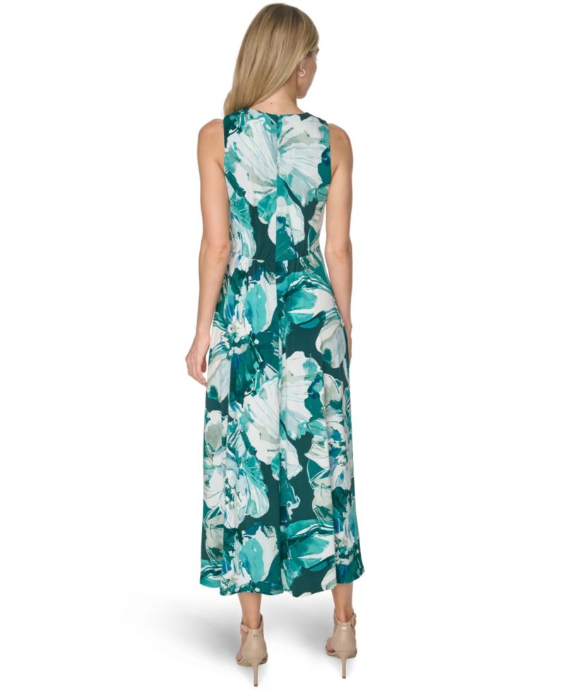 Women’s V-Neck Zip-Back Midi Dress