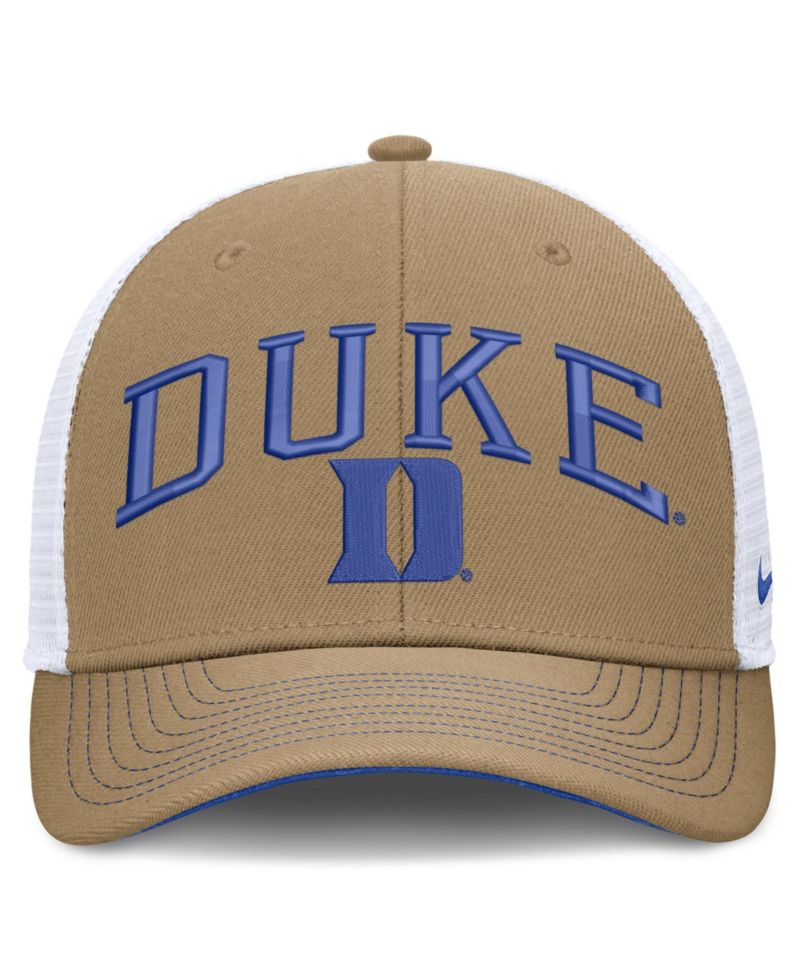 Men's and Women's Beige/Royal Duke Blue Devils Primetime Arched Trucker Adjustable Hat