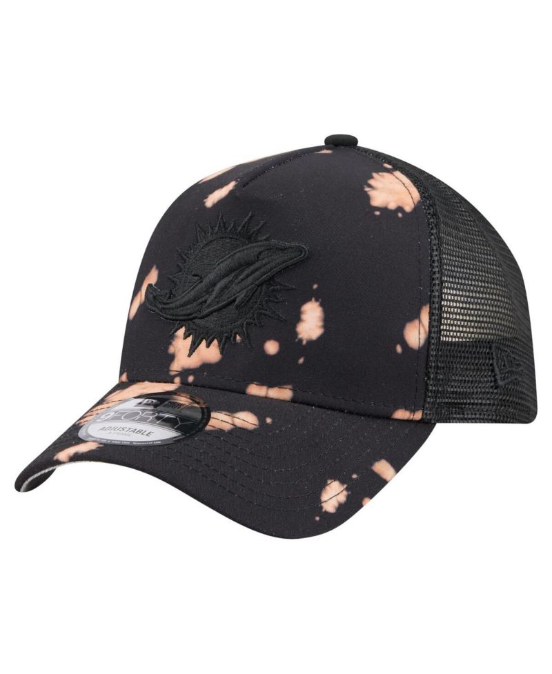 Men's Black Miami Dolphins Bleached 9FORTY A-Frame Adjustable Hat