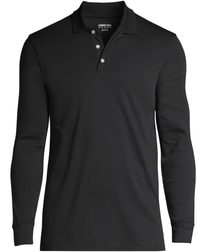 Men's School Uniform Long Sleeve Interlock Polo Shirt