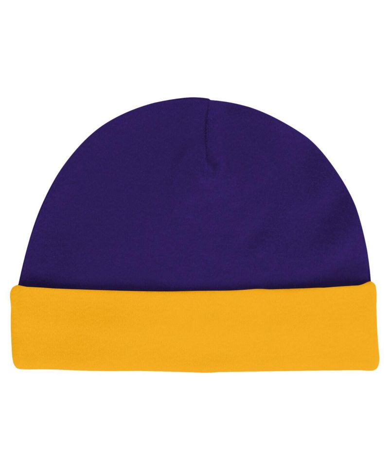 Baby Boys and Girls LSU Tigers Dynamic Duo Bodysuit, Bib and Cuffed Knit Hat Set