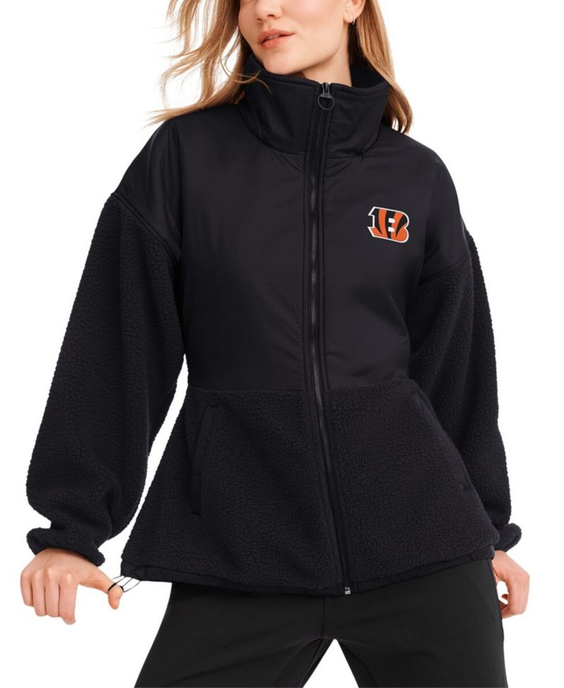 Women's Black Cincinnati Bengals Drew Mixed Media Full-Zip Jacket