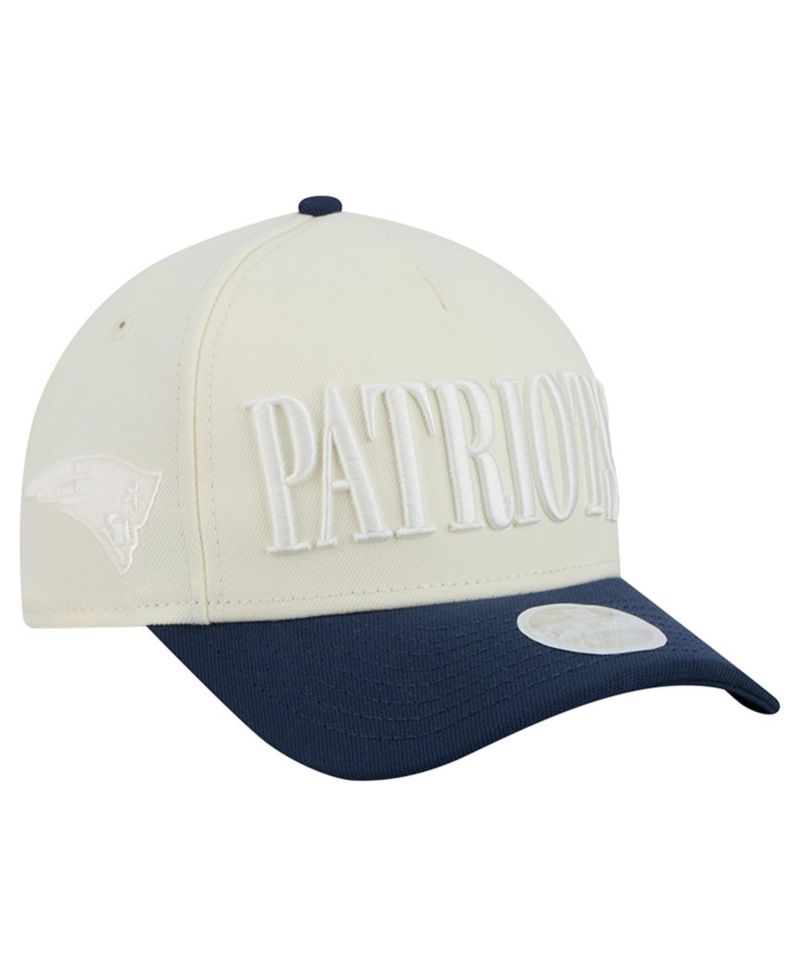 Women's Cream/Navy New England Patriots Tonal A-Frame 9FORTY Adjustable Hat