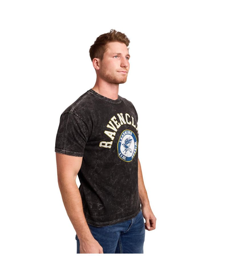 Men's Ravenclaw Varsity Black Vintage Mineral Wash Crew Neck Short Sleeve T-shirt
