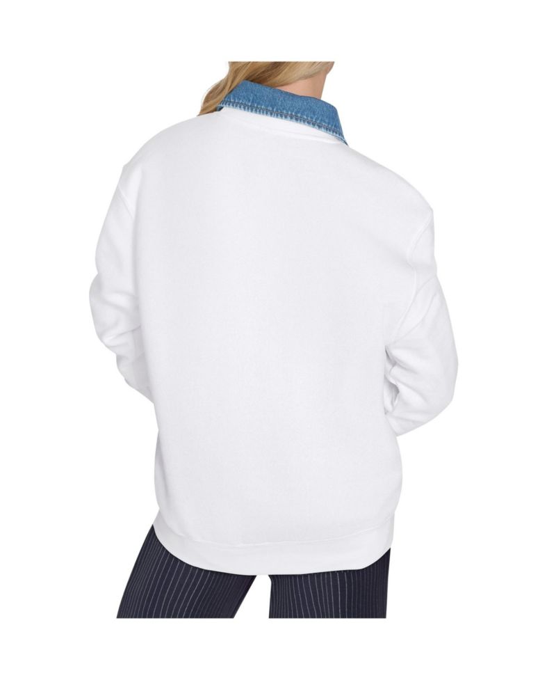 Women's White Dallas Stars Arch Stripe Fleece Sweatshirt