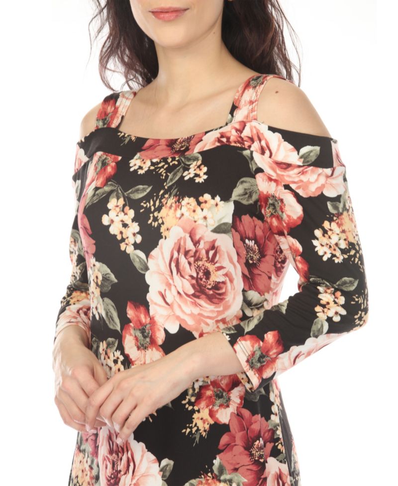 Women's Cold Shoulder 3/4 Sleeve Dress