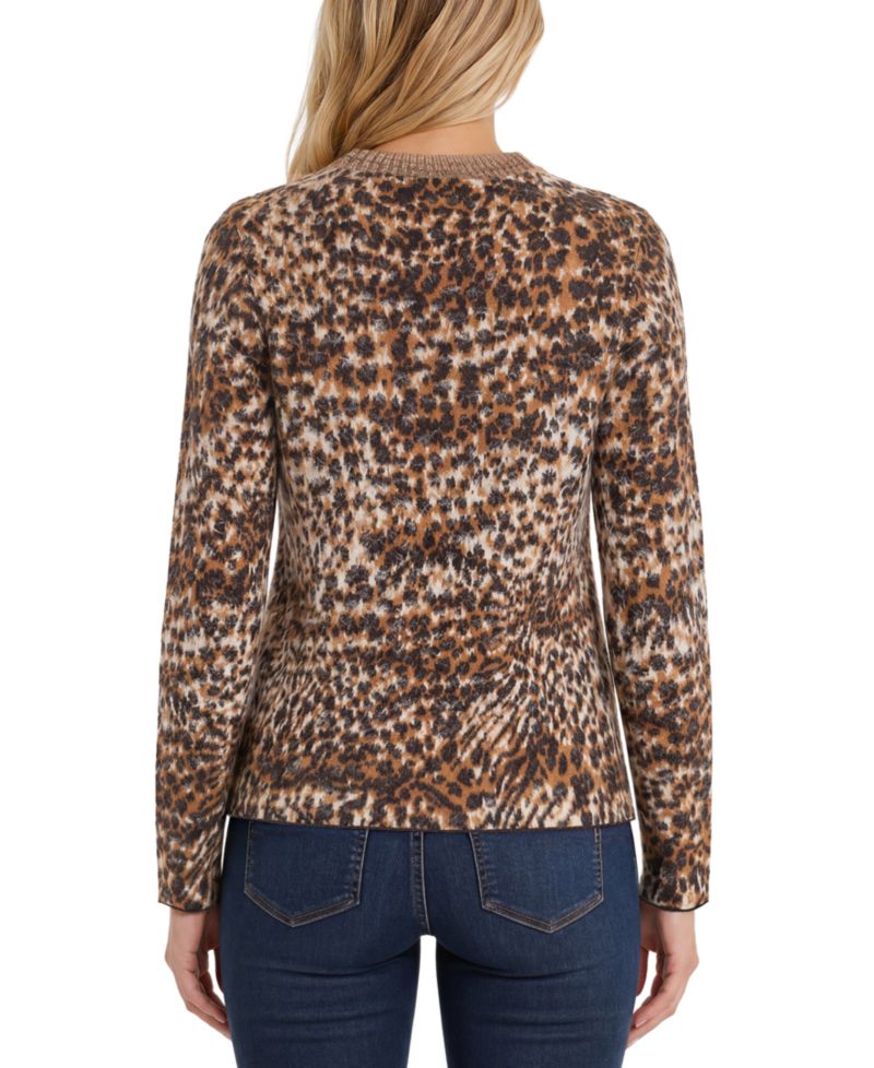 Women's Leopard-Print Long-Sleeve Sweater