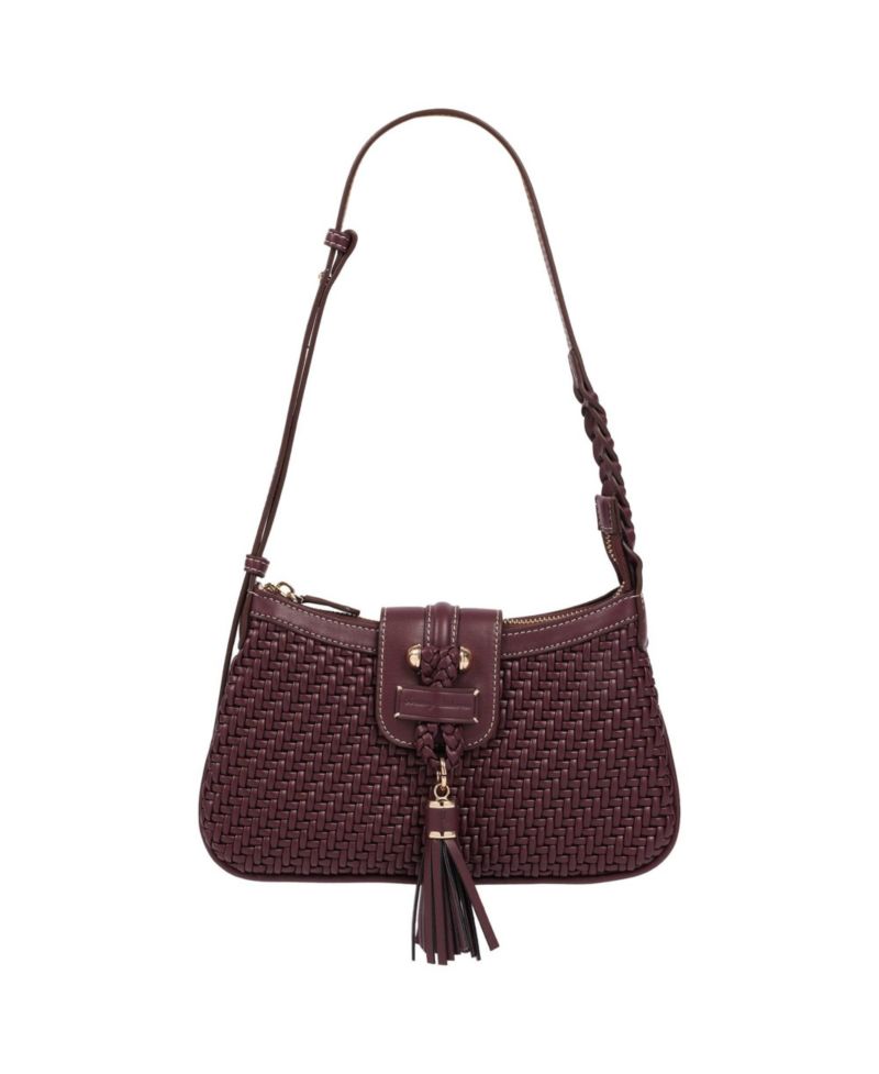 Tassel Tab Woven Shoulder Bag