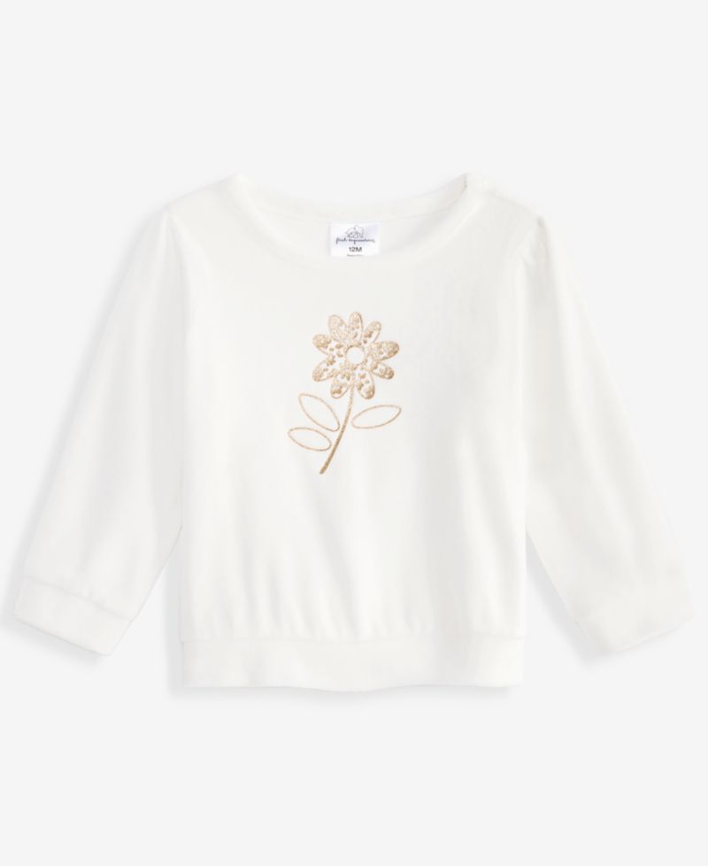 Baby Girls' 3M-24M Mix & Match Long-Sleeve Flower Velour Top