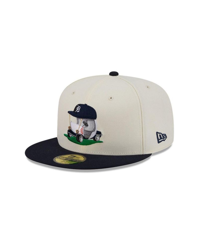 Men's Cream/Navy Detroit Tigers Bullpen Cart 59FIFTY Fitted Hat