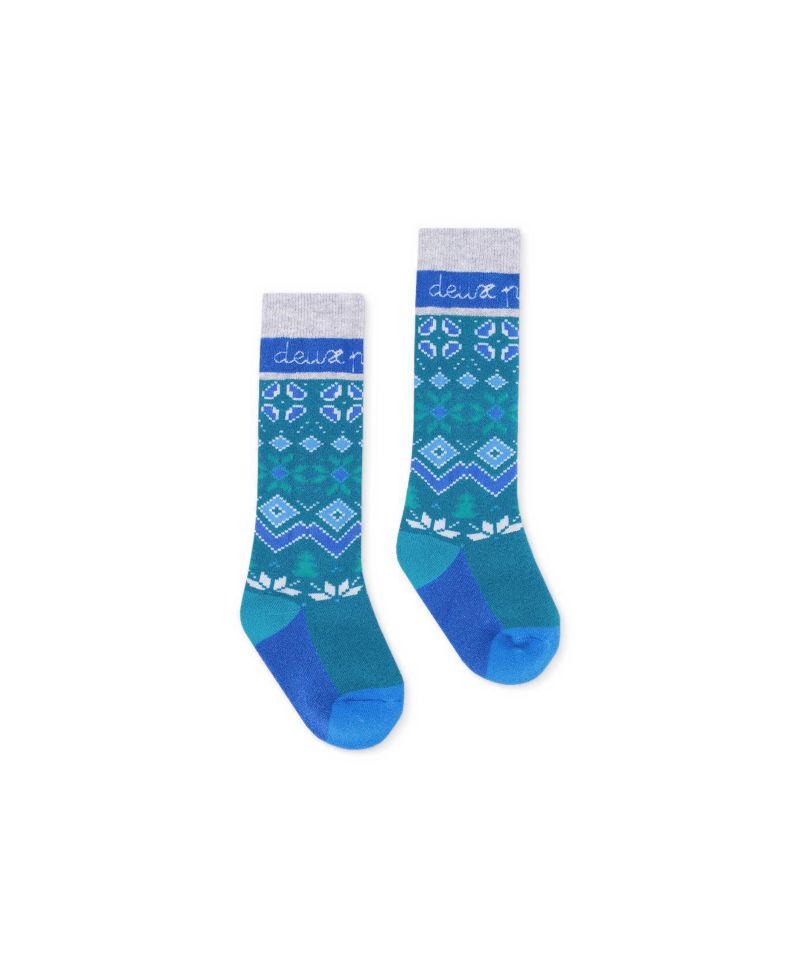 Boys' 4-20 Merino Wool-Blend Fair Isle Mid-Calf Ski Socks
