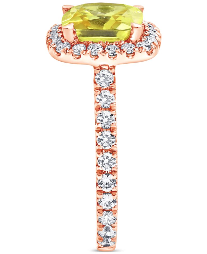 IGI Certified Lab Grown Yellow Diamond Cushion Halo Engagement Ring (4 ct. t.w.) in 14k White, Yellow or Rose Gold