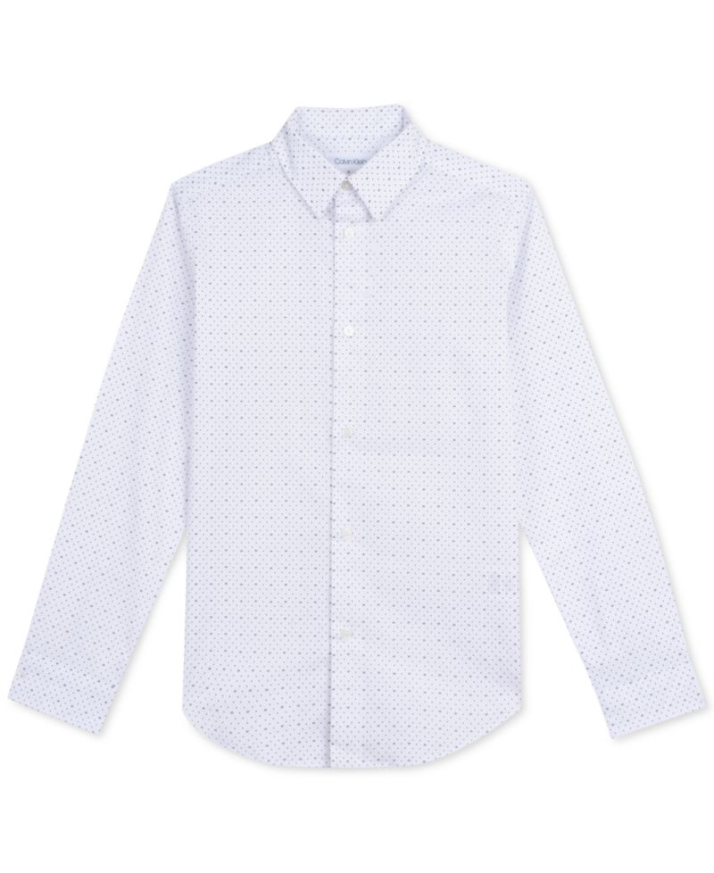 Big Boys Slim-Fit Stretch Logo Dot-Print Dress Shirt