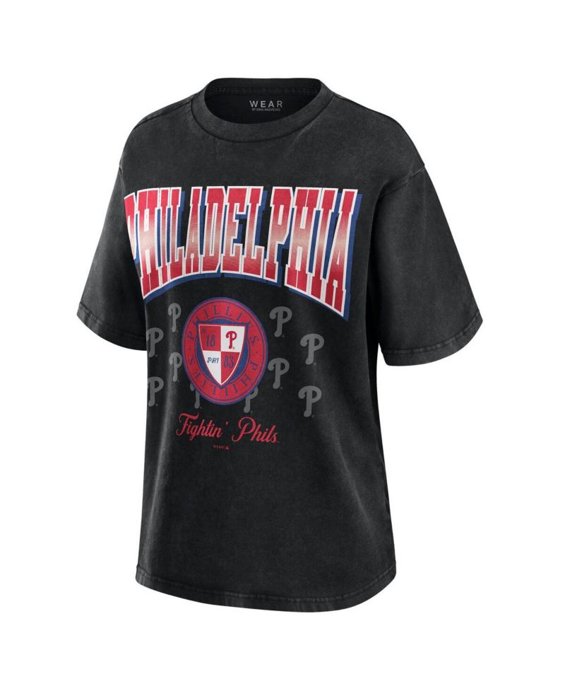 Women's Black Philadelphia Phillies Oversized Boyfriend T-Shirt