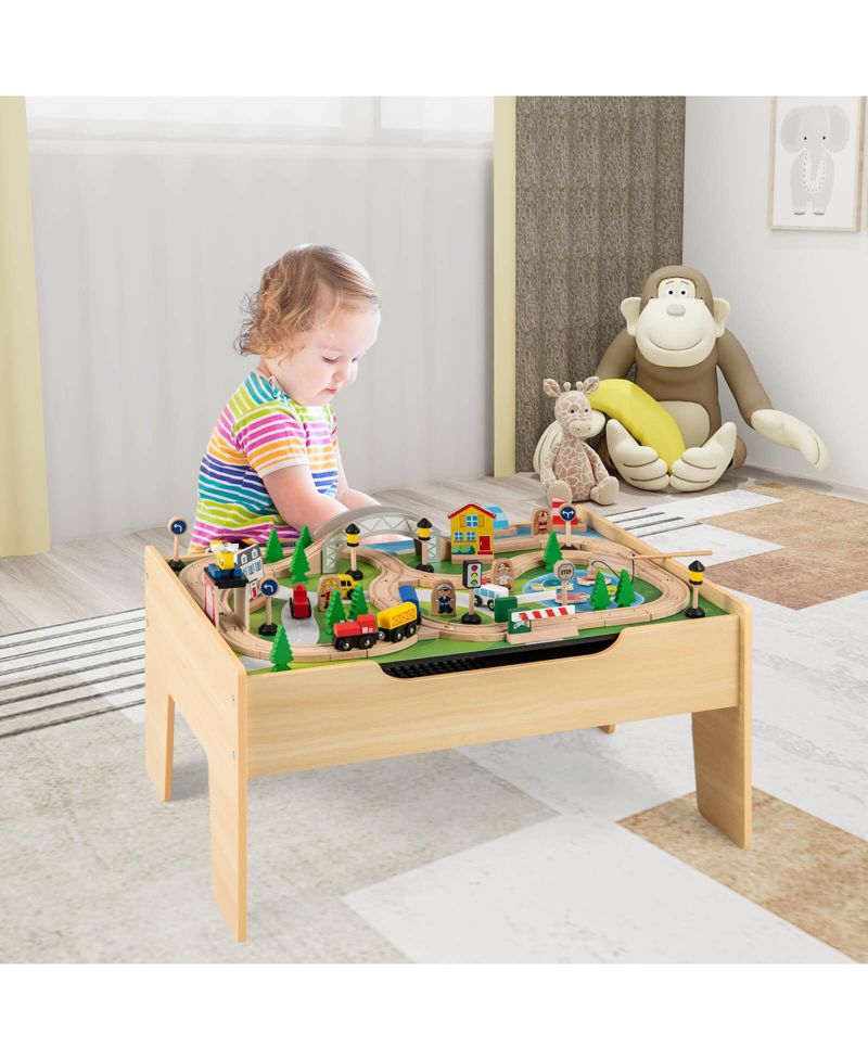 Boys All-in-One Activity Table with Reversible Blackboard & Map Tabletop