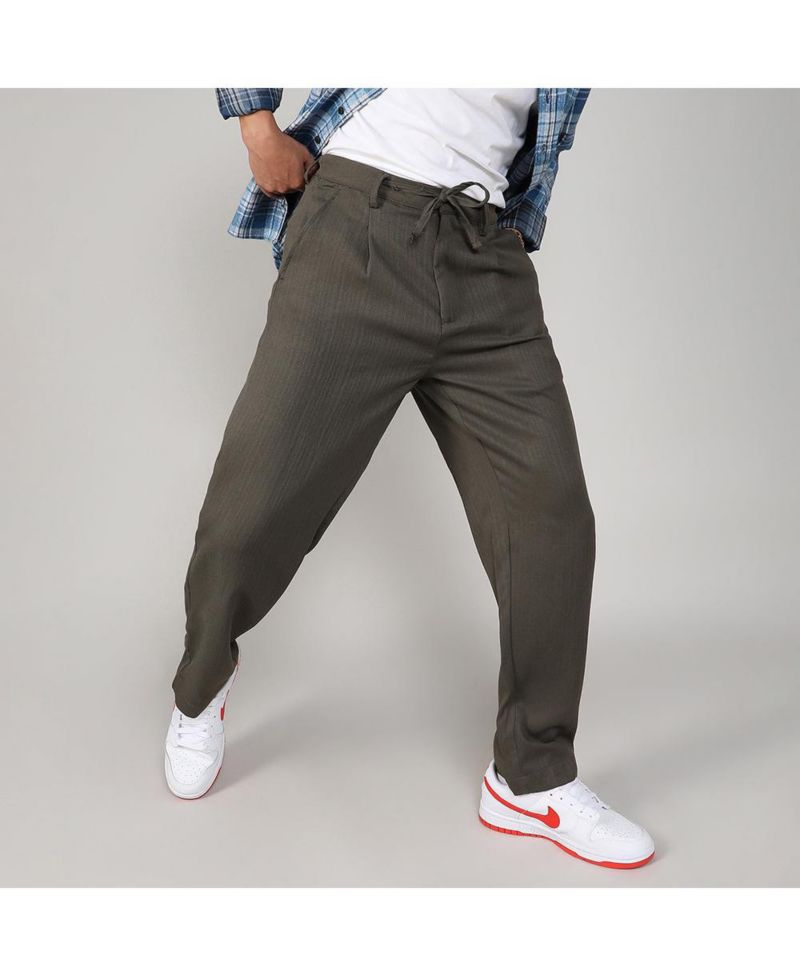 Men's Pleated Drawstring Trousers