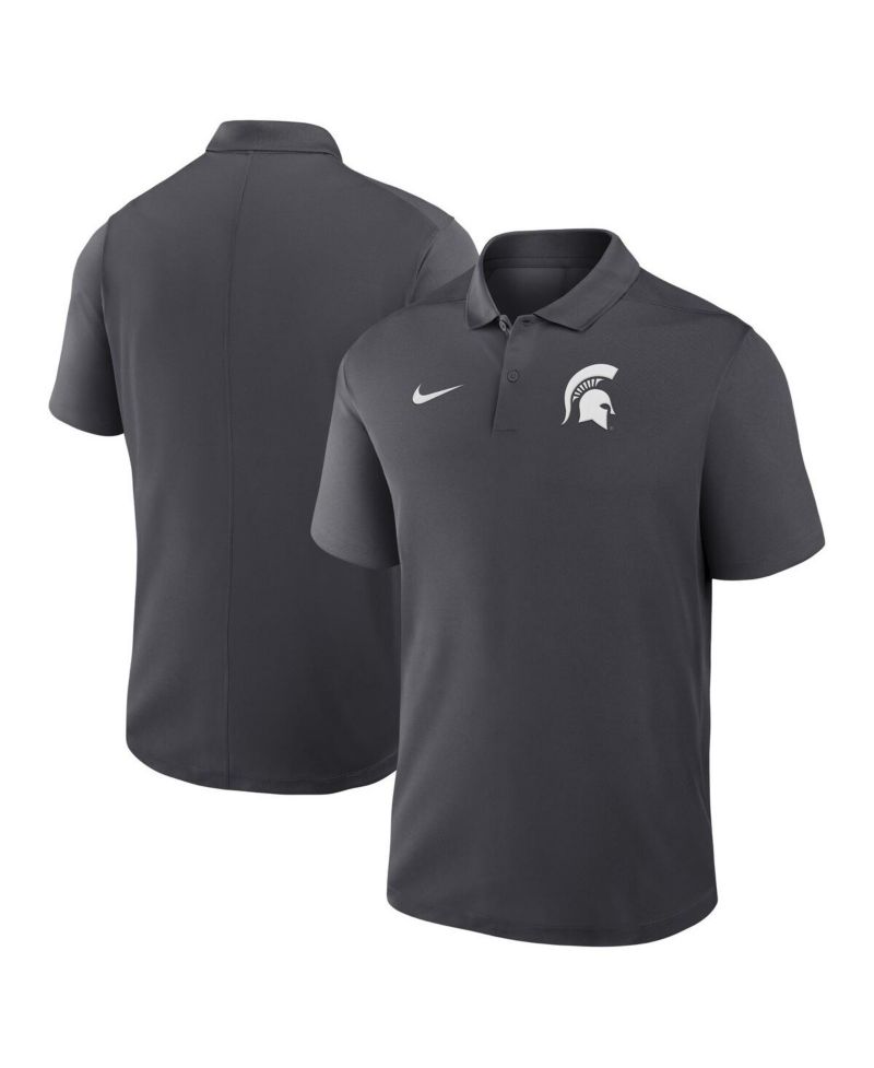 Men's Anthracite Michigan State Spartans Primetime Victory Primary Logo Performance Polo Shirt