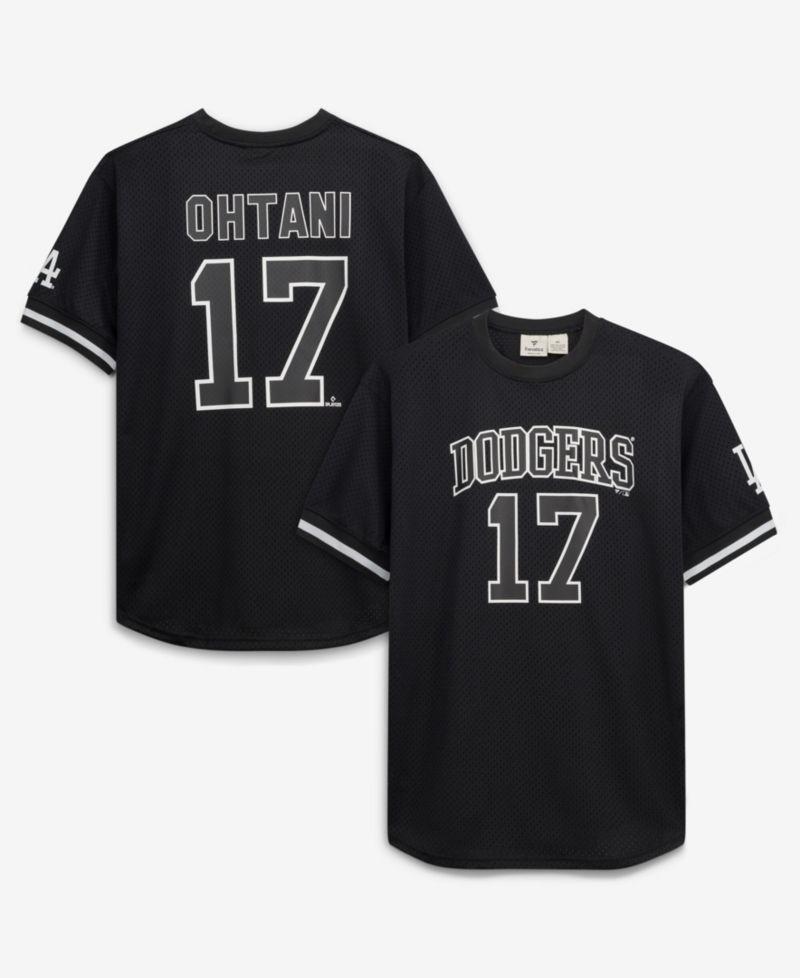Men's Shohei Ohtani Black/White Los Angeles Dodgers Big & Tall Heavyweight Mesh Jersey