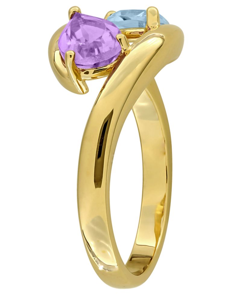 Amethyst (1/2 ct. t.w.) and Blue Topaz (7/8 ct. t.w.) Ring in 18k Gold Flash Plated Sterling Silver