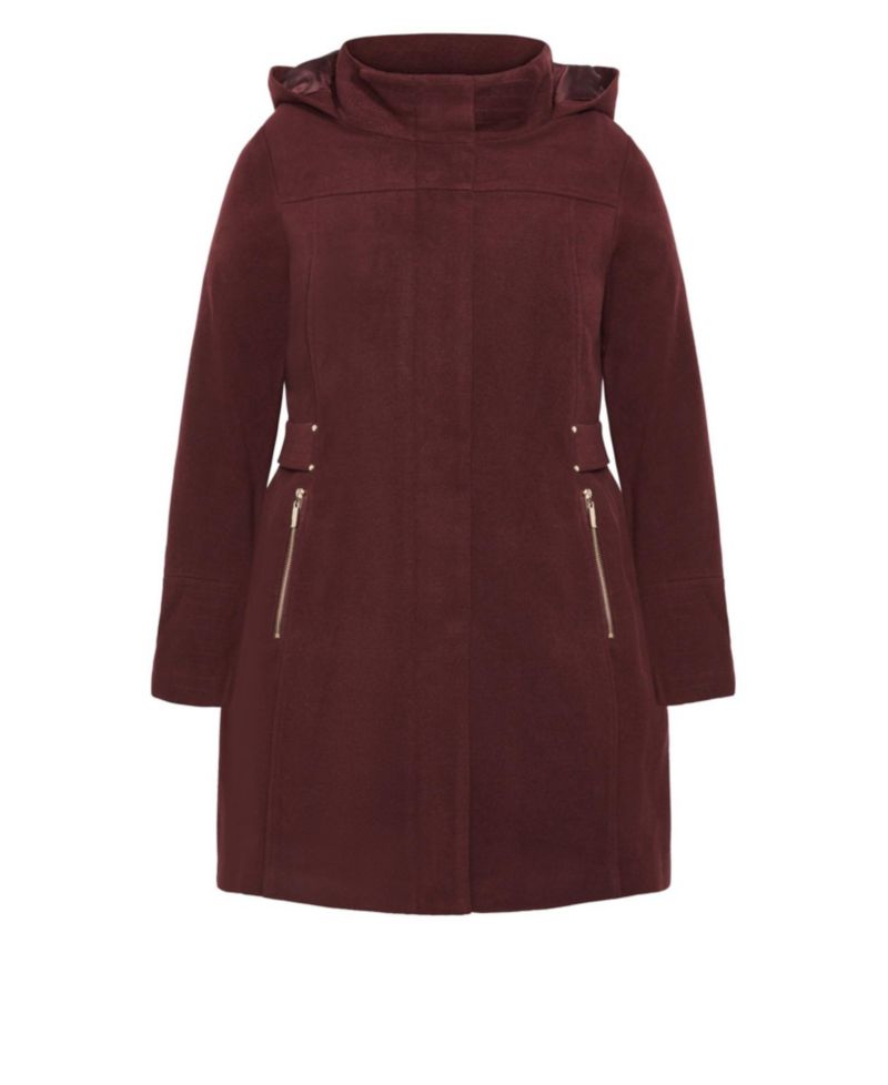 Women's Plus Size Faux Wool Plain Coat