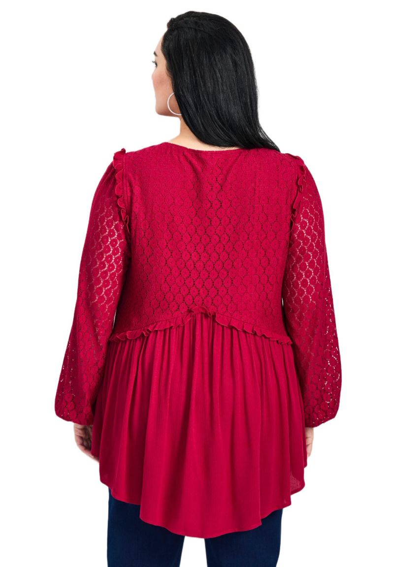 Women's Plus Size Haven Lace Yoke Top