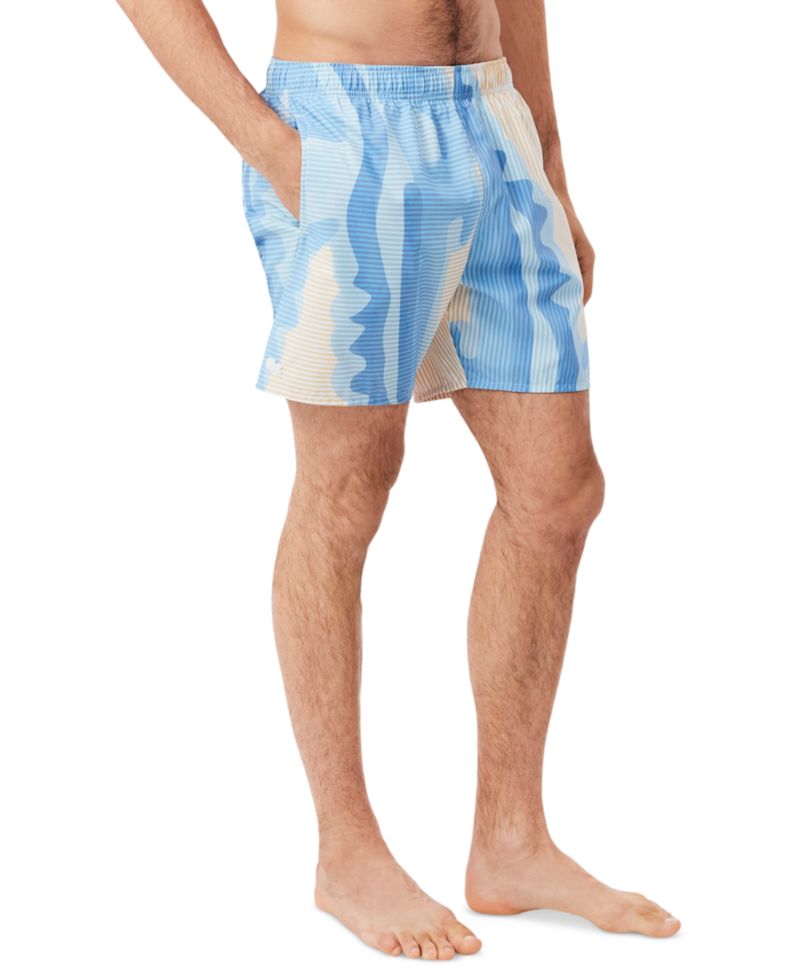 Men's Mid-Length Striped Swim Trunks