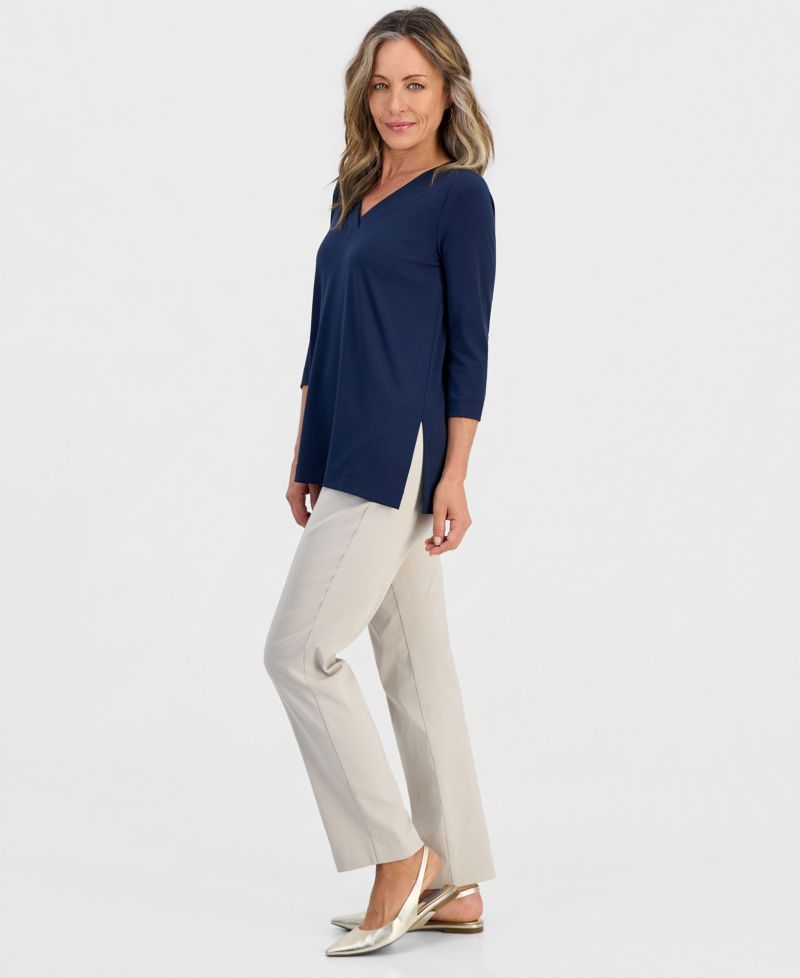 Petite 3/4-Sleeve V-Neck Tunic