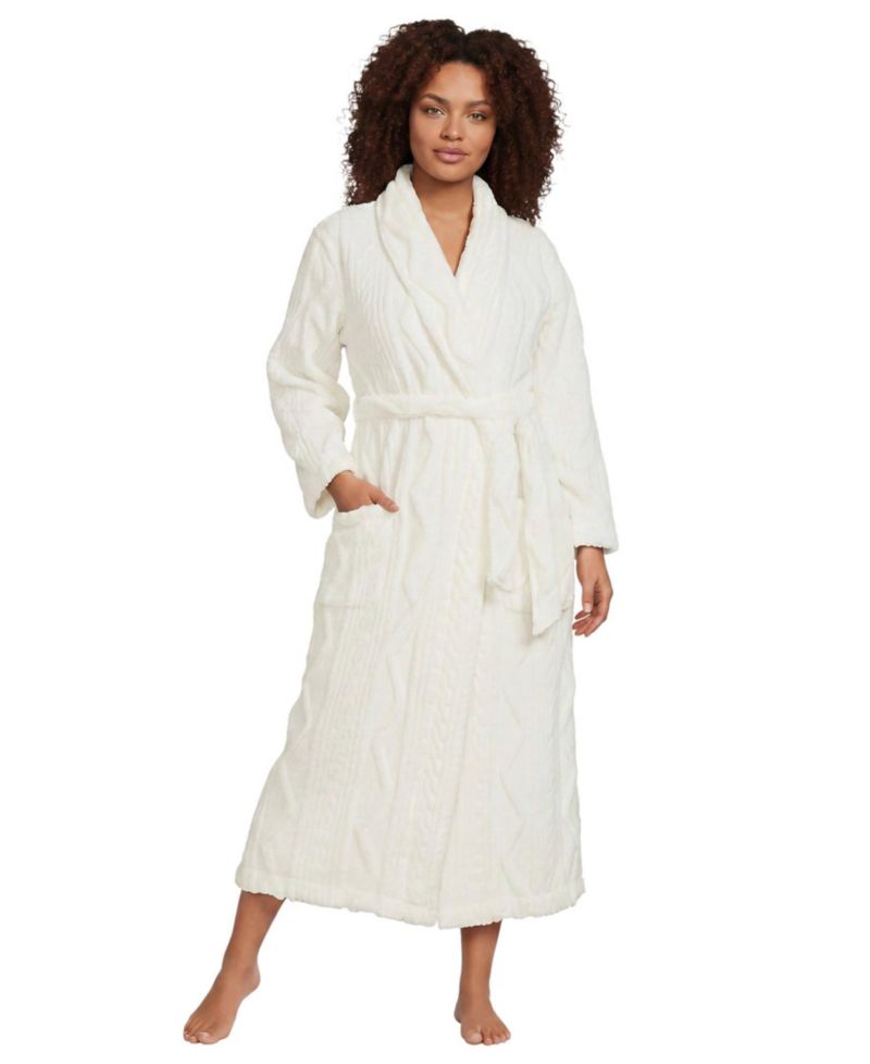Plus Size Cable-Knit Plush Robe