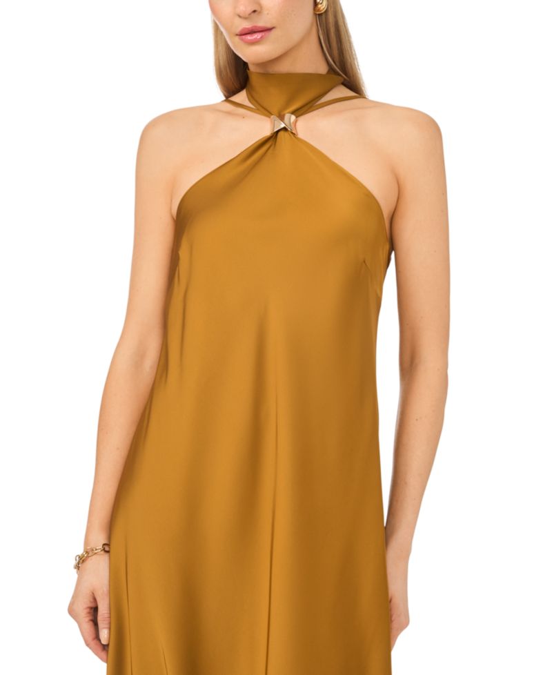 Women's Sleeveless Halter Neck Cutaway Maxi Dress