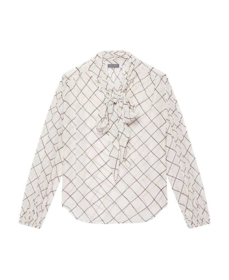 Women's Checked Bow Blouse