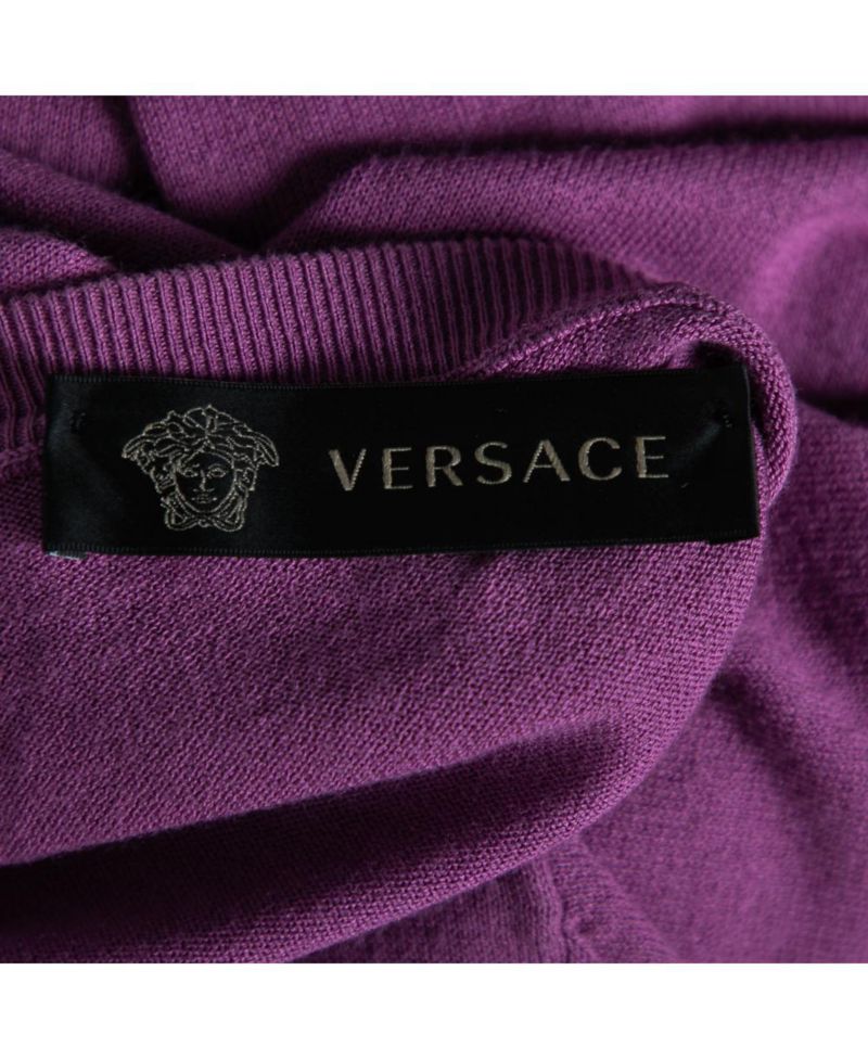 Women's Purple Knit Greca Detailed Long Sleeve Sweater