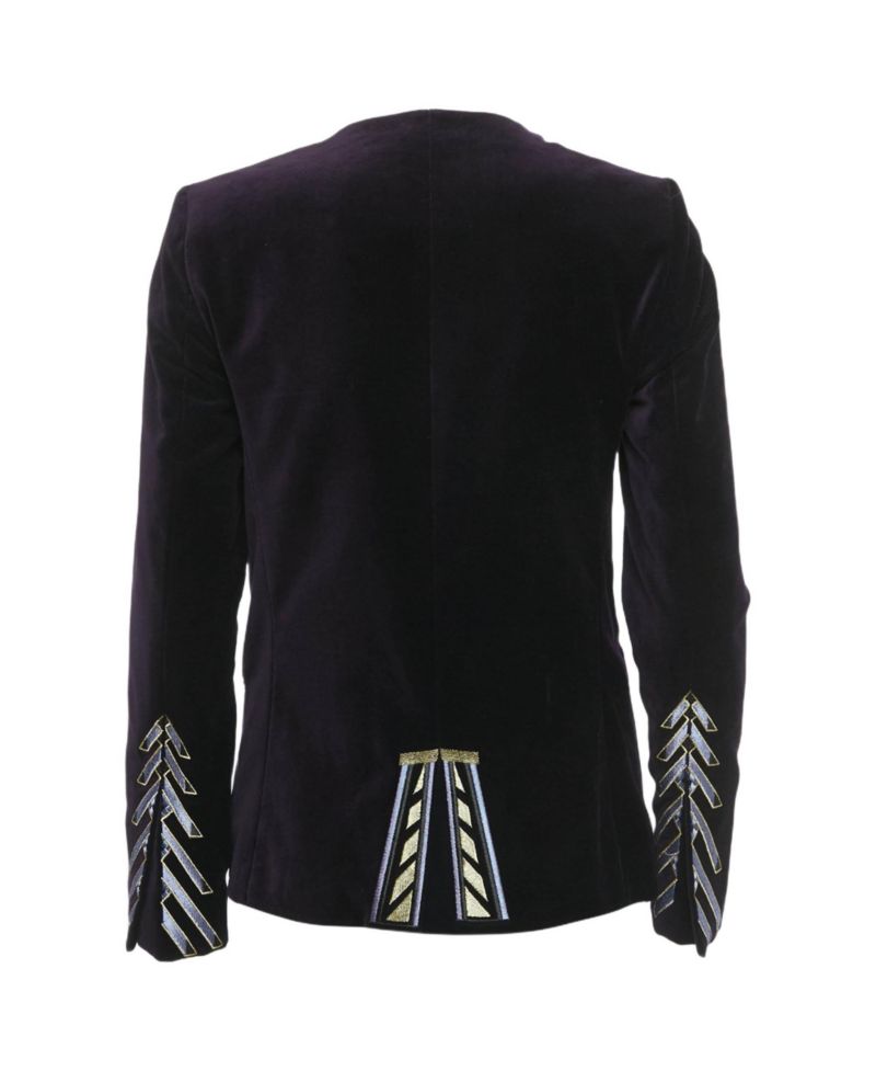 Zadig & Voltaire Women's Vadim Velvet Embroidered Collarless Blazer