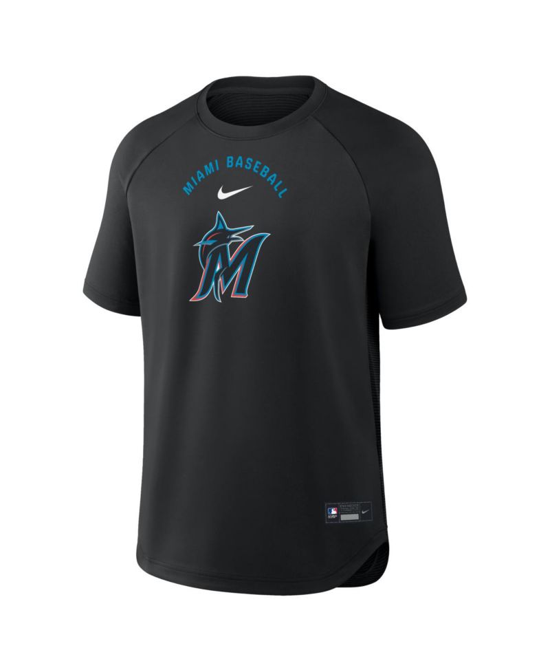 Men's Black Miami Marlins Authentic Collection Batting Practice Pre-Game Raglan Dri-FIT T-Shirt